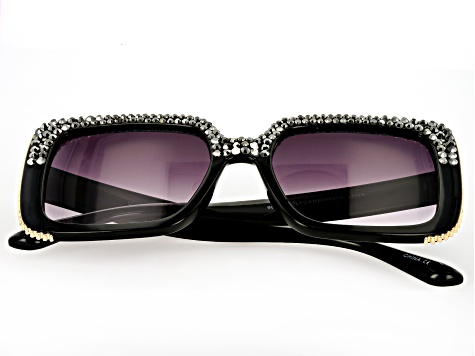 Oversized Square Rhinestone Sunglasses, 2 Pack: White and Purple