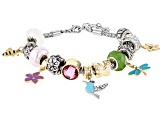 Multi-Color Crystal Silver Tone Springtime Charm Bracelet