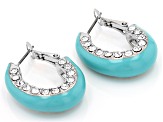 Crystal & Multi-Color Enamel Silver Tone Set of 5 Hoop Earrings