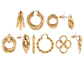 Gold Tone Set of 5 Earrings