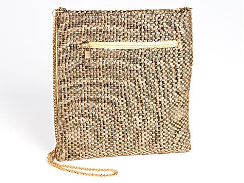 Pink Seedbead Handbag With Gold Tone Strap