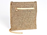 Pink Seedbead Handbag With Gold Tone Strap