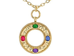 Gold Tone Necklace with Multi-Colored Crystals