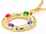 Gold Tone Necklace with Multi-Colored Crystals