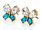 Crystal Floral Garden Gold Tone Set of 5 Earring Carded Collection