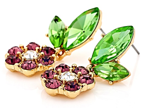 Crystal Floral Garden Gold Tone Set of 5 Earring Carded Collection