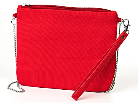 Green & Red Beaded Silver Tone Watermelon Clutch
