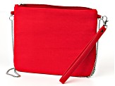 Green & Red Beaded Silver Tone Watermelon Clutch
