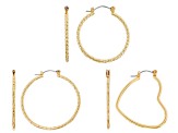 Gold Tone Set of Three Hoop Earrings