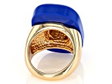 Blue Sapphire Color Glass & Enamel Brass Ring