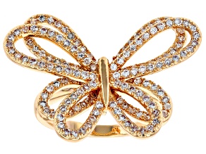 White Cubic Zirconia Brass Butterfly Ring