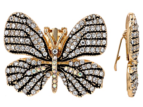 Crystal Gold Tone Butterfly Set of 2 Shoe Clips