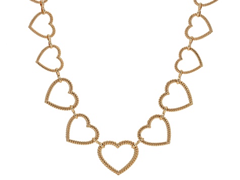 Gold Tone Heart Choker Necklace