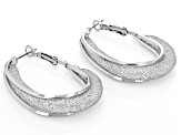 Crystal Gold and Silver Tone Set of 2 Hoop Earrings