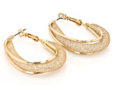 Crystal Gold and Silver Tone Set of 2 Hoop Earrings