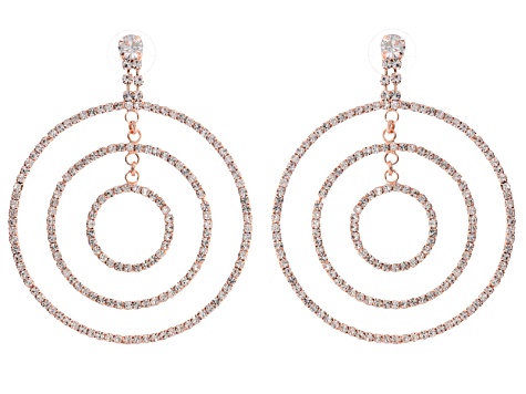White Crystal Rose Tone Multi Circle Dangle Earrings Opc147r Jtv White Crystal Rose Tone Multi Circle Dangle Earrings