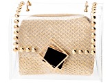 Gold Tone Clear Clutch With Removable Pouch