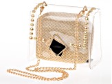 Gold Tone Clear Clutch With Removable Pouch