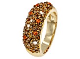 Red & White Crystal Gold Tone Open Design Ring