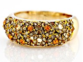 Red & White Crystal Gold Tone Open Design Ring