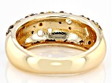 Red & White Crystal Gold Tone Open Design Ring
