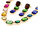 Multi-Color Glass Gold Tone Necklace and Earring Set