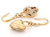 Crystal Gold Tone Heart & Keyhole Dangle Earrings