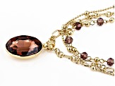 Burgundy Crystal Gold Tone 3 Piece Layered Necklace