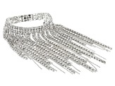 White Crystal Silver Tone Fringe Bracelet