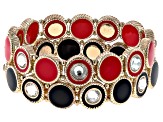 Crystal & Enamel Gold Tone 5 Piece Bangle Bracelet Set