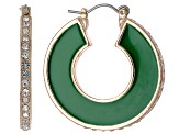 Multi-Color Enamel & Crystal Gold Tone Hoop Earring Set of 5