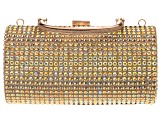 Crystal Beaded Gold Tone Clutch