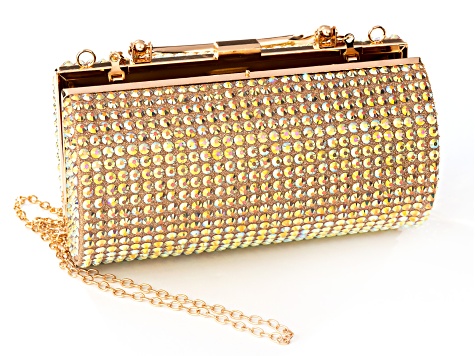 Crystal Beaded Gold Tone Clutch