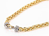 White Glass Crystal Two Tone Pave Chain Necklace