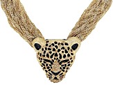 Gold Crystal Gold Tone Leopard Head Necklace