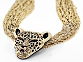 Gold Crystal Gold Tone Leopard Head Necklace