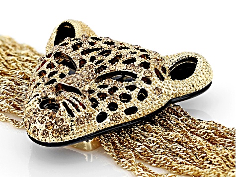 Gold Crystal Gold Tone Leopard Head Bracelet - OPC1531 | JTV.com