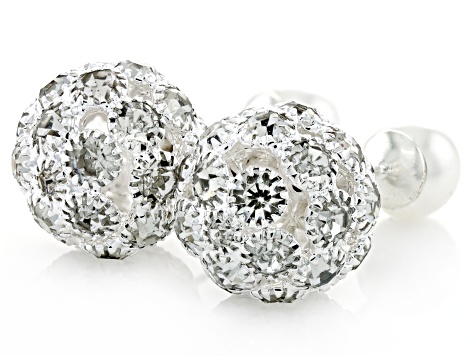 White Crystal Tri-Color Tone Set of 3 Stud Earrings