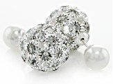 White Crystal Tri-Color Tone Set of 3 Stud Earrings