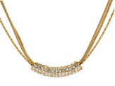 Pave Crystal Gold Tone Bar Necklace