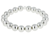 Pearl Simulant & Pave Crystal Gold Tone Set of 3 Stretch Bracelets