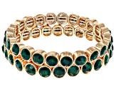 Red, Green, & White  Crystal Gold Tone Set of 6 Stretch Bracelets