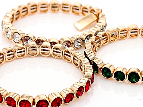 Gold-Tone Gemstone Stretch Watch Bracelet – Red & Green Statement Watch Gold Vintage Women Watch with Green Stone Bracelet Band  main image 4