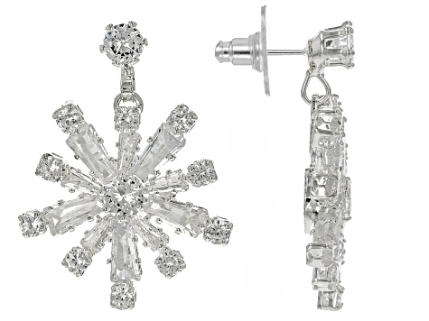 White Crystal Tri-Color Tone Set of 3 Snowflake Earrings