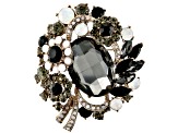 Multi-Color Crystal Gold Tone Brooch