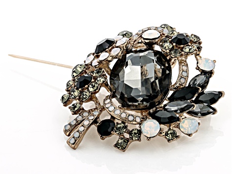 Multi-Color Crystal Gold Tone Brooch