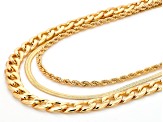 Gold Tone Set of 3 Chain Necklace