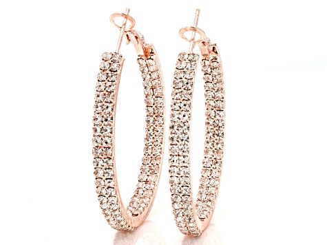White Crystal, Gold, Silver & Rose Gold Inside Out Hoop Earrings