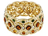 Multi-Color Crystal Gold Tone Set of 3 Nesting Stretch Bracelets