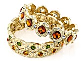 Multi-Color Crystal Gold Tone Set of 3 Nesting Stretch Bracelets